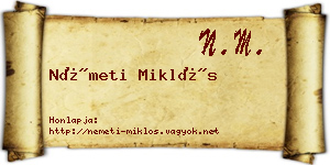 Németi Miklós névjegykártya